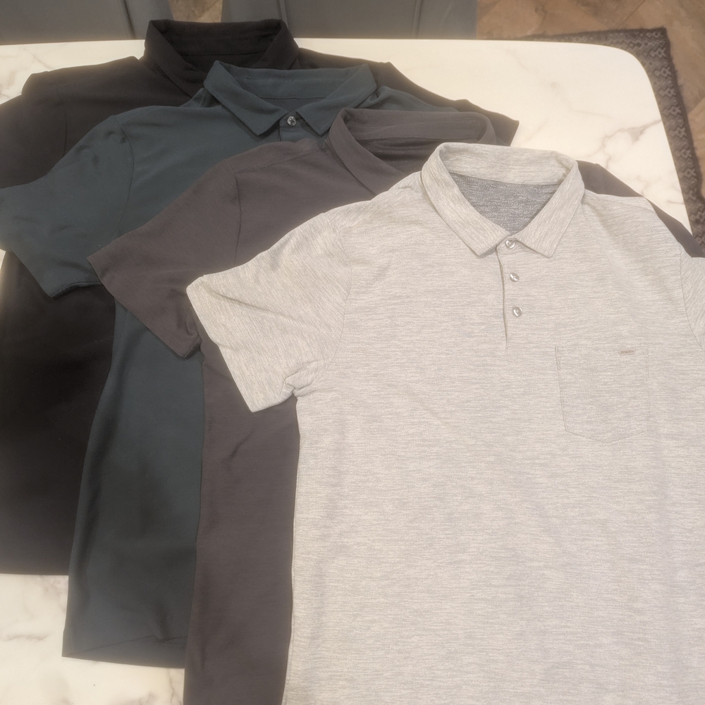 Vuori Ace Men's Polo Shirt Set - Black, Gray, Light Gray